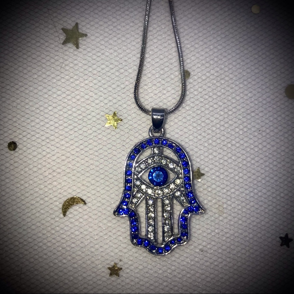 Evil Eye Hamsa Hand Bling Pendant